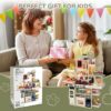 Play Kitchen Set for Kids, 2.1FT Tall Toy Play Kitchen w/ Realistic Lights Sounds Simulation Spray for Toddlers Girls Boys Gift 42Pcs - Small (Orange Red 18x8.6x24.8in)