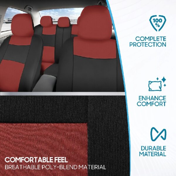 PolyPro Car Seat Covers Full Set in Charcoal on Black – Front and Rear Split Bench for Cars, Easy to Install Cover Set, Accessories Auto Trucks Van SUV
