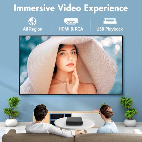 Mini HDMI DVD Player for TV, CD Player for Home with USB Input and AV Coaxial Output, Include Remote Control