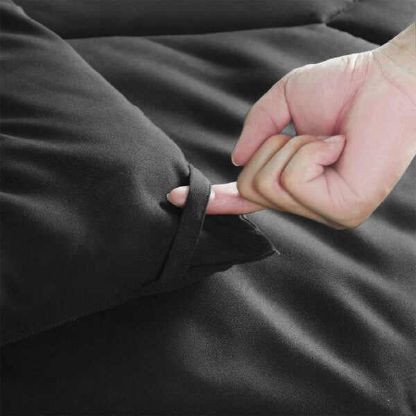 8 PCS Modern Comforter Set with Sheets All Season Bed in a Bag, Black, Queen Size