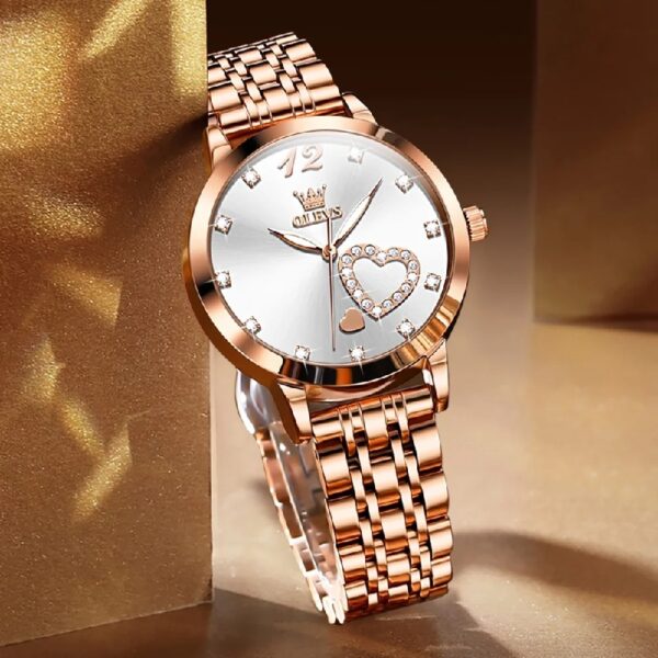 Women Watch Fashion Rose Gold Diamond Analog Quartz Female Watch for Women Luxury Dress Ladies Stainless Steel Luminous Waterproof Date Wrist Watches Green Dial