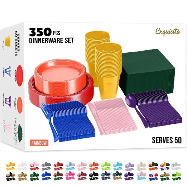Exquisite 350 Piece Easter Plastic Disposable Party Plates & Dinnerware Combo Set