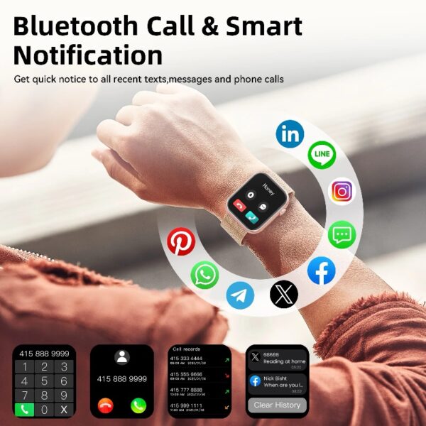 2025 New 1.85-inch Women's Smartwatch with Answer/Make Calls/120+Sports Modes/Two watch straps, IP68 Waterproof Fitness Tracker Fits for Android Iphone Devices（Gold Milan Steel Belt）