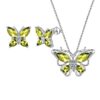 Purple Butterfly Jewelry Amethyst February Birthstone Jewelry Set Fine Necklace/Earrings 925 Sterling Silver Women Birthday Mother's Day Gifts