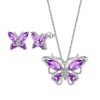 Purple Butterfly Jewelry Amethyst February Birthstone Jewelry Set Fine Necklace/Earrings 925 Sterling Silver Women Birthday Mother's Day Gifts