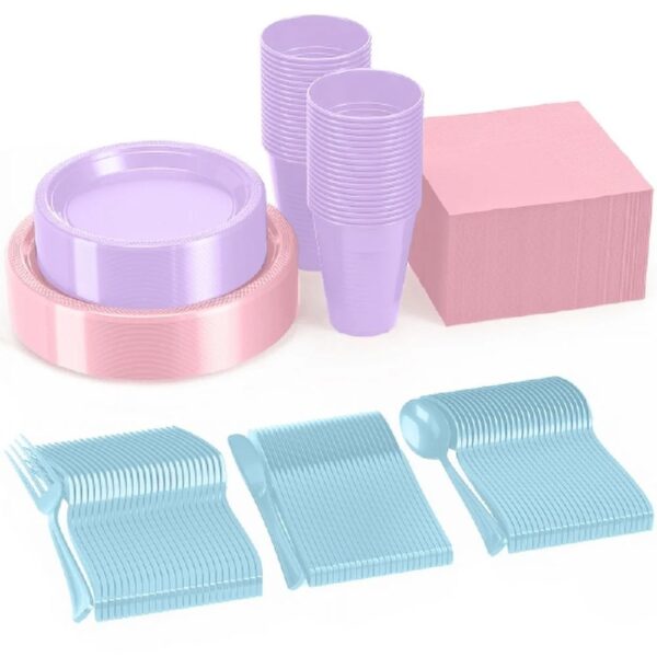 Exquisite 350 Piece Easter Plastic Disposable Party Plates & Dinnerware Combo Set