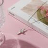 925 Sterling Silver Crown Cross Necklace for Women Teens, Dainty Cubic Zirconia Pendant Simple Faith Cross Jewelry Necklace