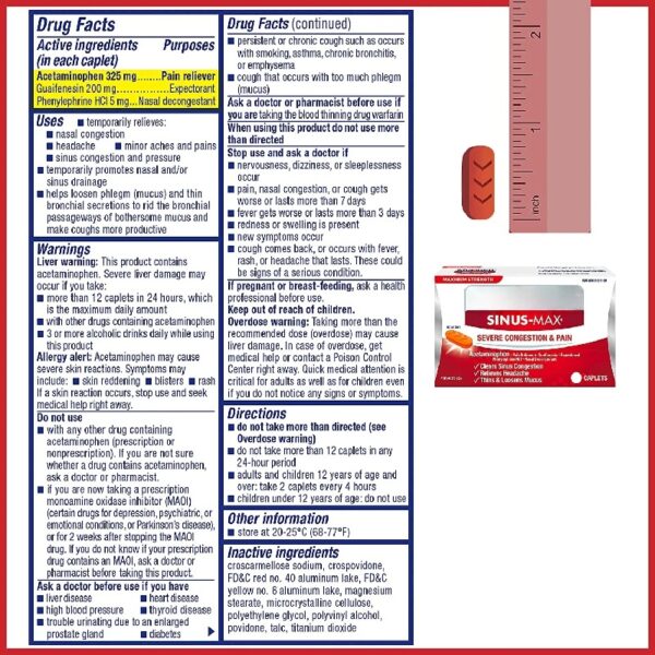Sinus-Max Severe Congestion Relief Caplets - 20 Caplets