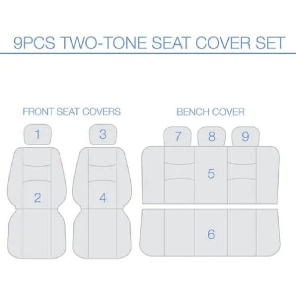 PolyPro Car Seat Covers Full Set in Charcoal on Black – Front and Rear Split Bench for Cars, Easy to Install Cover Set, Accessories Auto Trucks Van SUV
