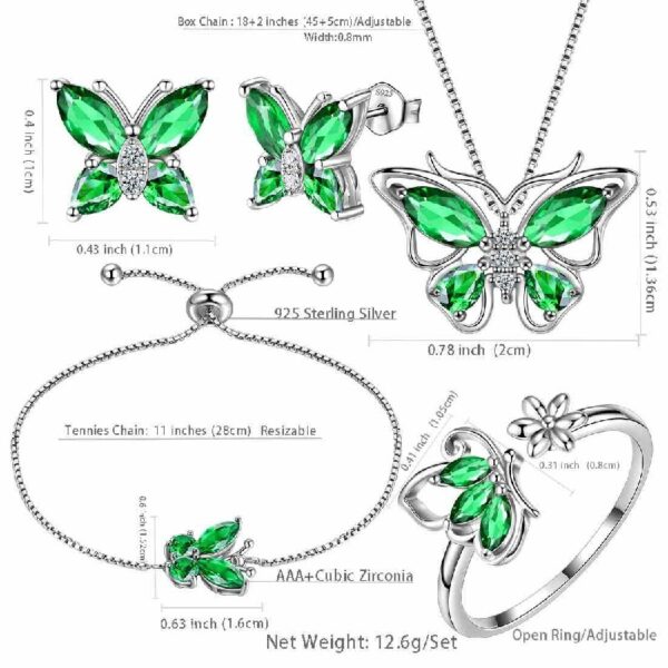Purple Butterfly Jewelry Amethyst February Birthstone Jewelry Set Fine Necklace/Earrings 925 Sterling Silver Women Birthday Mother's Day Gifts