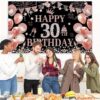 30Th Rose Gold Birthday Party Backdrop Rose Gold Glitter Balloons Happy Birthday