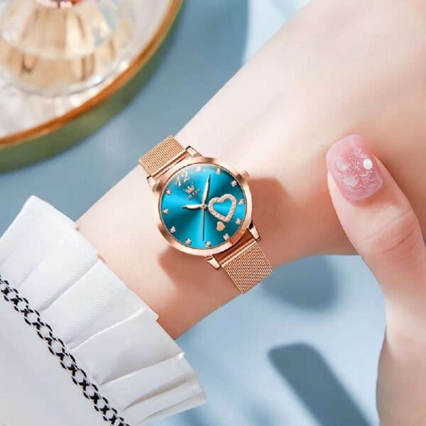 Women Watch Fashion Rose Gold Diamond Analog Quartz Female Watch for Women Luxury Dress Ladies Stainless Steel Luminous Waterproof Date Wrist Watches Green Dial