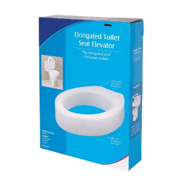 Raised Toilet Seat Elevator with Easy Installation, Adds 3.5 in Height, White, 300 lb Limit