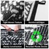 Outdoor Rugs 5' x 8' Rug, Waterproof Patio Mat, Stylish Plastic Straw Reversible Area Rug for Picnic RV Camping Porch Balcony, Black and White