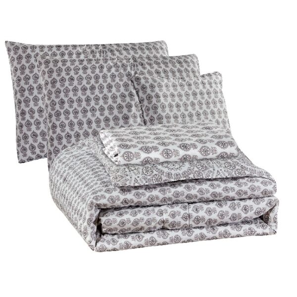 Lux Decor Collection 5 Piece Queen Down Alternative Comforter Set, Washable Duvet Bedding Set - Quatrefoil Navy