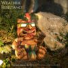Solar Drumming Tiki Garden Statue: Tribal Tiki Ornament with Solar Powered Flickering Eyes LED Light - Outdoor Tiki Decoration Perfect for Bar Patio Backyard Balcony Yard Lawn Decor