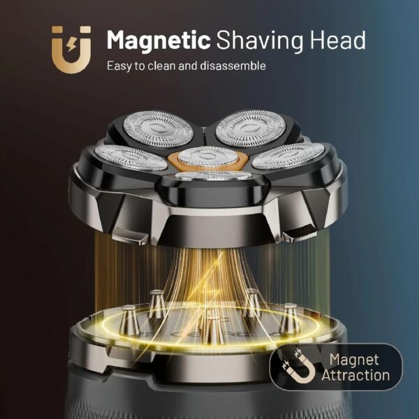 Head Shaver for Bald Men, Magnetic Electric Razor for Men, IPX7 Waterproof Rechargeable Shaver