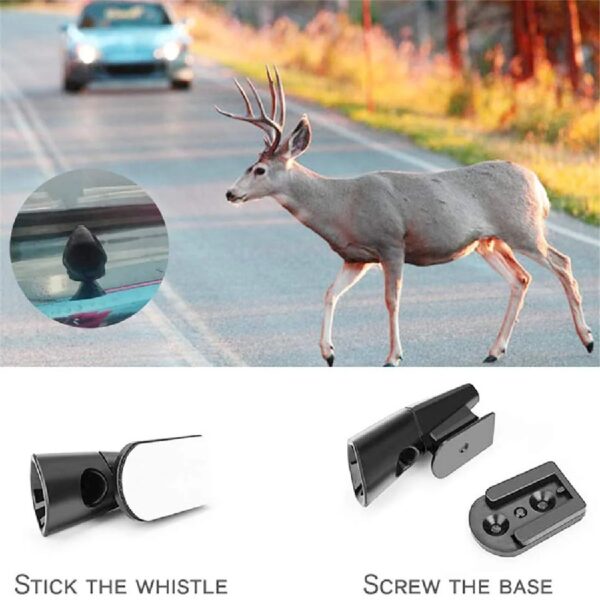 (2 pack) Universal Deer Warning Whistle for Car, Truck, Van, and SUV, 113 Decibels, Black