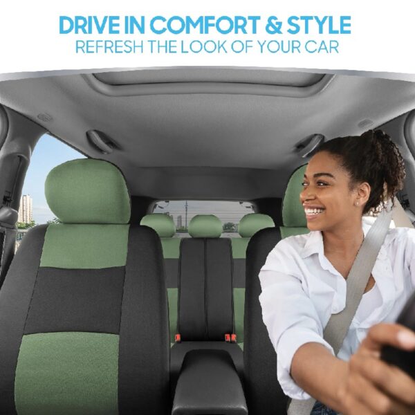 PolyPro Car Seat Covers Full Set in Charcoal on Black – Front and Rear Split Bench for Cars, Easy to Install Cover Set, Accessories Auto Trucks Van SUV