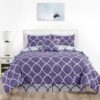 Lux Decor Collection 5 Piece Queen Down Alternative Comforter Set, Washable Duvet Bedding Set - Quatrefoil Navy