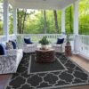 6'x9' Outdoor Rugs Patio Waterproof Outside Mat Reversible Plastic Camping Carpet,Black & Grey