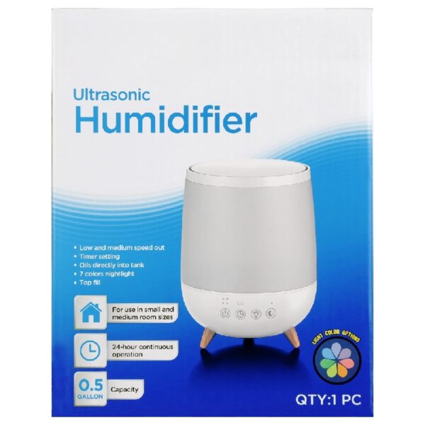 Cool Mist Ultrasonic Color Changing Humidifier & Diffuser, Filter-Free, 0.5 Gallon