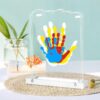 Family Handprint Kit with Light, Baby Hand and Footprint Kit, Family Gifts for New Parents, Adoption Gifts, New Mom Baby Shower Gifts for Boys & Girls ,DIY Wooden Craft Family Keepsake