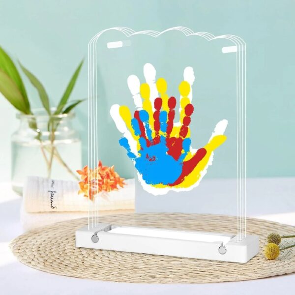 Family Handprint Kit with Light, Baby Hand and Footprint Kit, Family Gifts for New Parents, Adoption Gifts, New Mom Baby Shower Gifts for Boys & Girls ,DIY Wooden Craft Family Keepsake