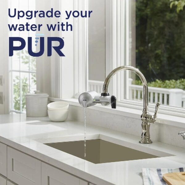 PLUS Faucet Mount Water Filtration System, Horizontal, Black/Chrome, PFM200B
