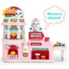 46PCS Upgraded Cash Register Playset for Kids, Cashier Register Toy, Kids Pretend Play Cash Register Toys with Scanner, Shopping Cart, Calculator, Play Food, Toys for Girls 3 6 Years-Green