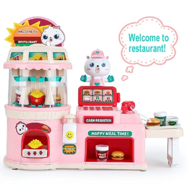 46PCS Upgraded Cash Register Playset for Kids, Cashier Register Toy, Kids Pretend Play Cash Register Toys with Scanner, Shopping Cart, Calculator, Play Food, Toys for Girls 3 6 Years-Green
