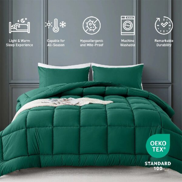 Queen Size 3-Piece All-Season Down Alternative Comforter Set Deep Black | Comforter + Pillow Cases Bedding Set | Hotel Grade Bed in a Bag by