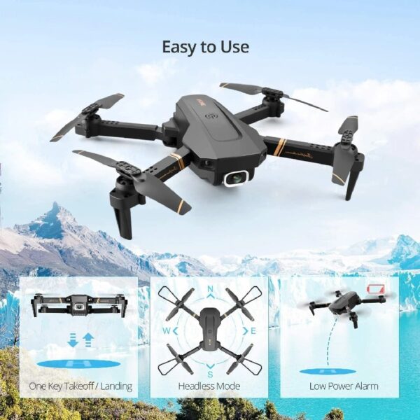 Drone with Dual 4K HD Cameras, FPV Foldable Drone for Kids Adults RC Quadcopter for Beginners with 2 Batteries and Carrying Case, Gray