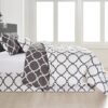 Lux Decor Collection 5 Piece Queen Down Alternative Comforter Set, Washable Duvet Bedding Set - Quatrefoil Navy