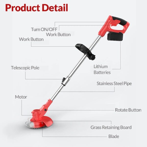 24V Black Electric Weed Eater Lawn Edger Cordless Grass String Trimmer Cutter + 2 Batteries & 3 Types Blades