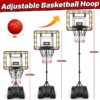 2-in-1 Kid Basketball Hoop with LED Lights & Scoreboard & 3 Balls, Toddler Basketball Hoop Adjustable Height 5.1ft-6.2ft, Basketball Toy Gifts for Boys & Girls