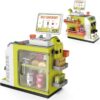 46PCS Upgraded Cash Register Playset for Kids, Cashier Register Toy, Kids Pretend Play Cash Register Toys with Scanner, Shopping Cart, Calculator, Play Food, Toys for Girls 3 6 Years-Green