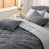 Light Purple Queen Comforter Set - 7 Pieces Reversible Queen Bed in a Bag, Queen Bed Set Light Purple and Grey with Comforters, Sheets, Pillowcases & Shams