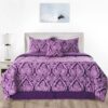 Lux Decor Collection 5 Piece Queen Down Alternative Comforter Set, Washable Duvet Bedding Set - Quatrefoil Navy