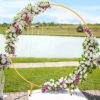 Queen Dream Round Backdrop Stand 7.2ft Gold Circle Balloon Arch Stand for Wedding Birthday Party