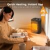 Space Heater, 750W/1500W, Ceramic Small Fan Heater for Indoor Use, 2S Rapid Heating, Multiple Safety Protection, White