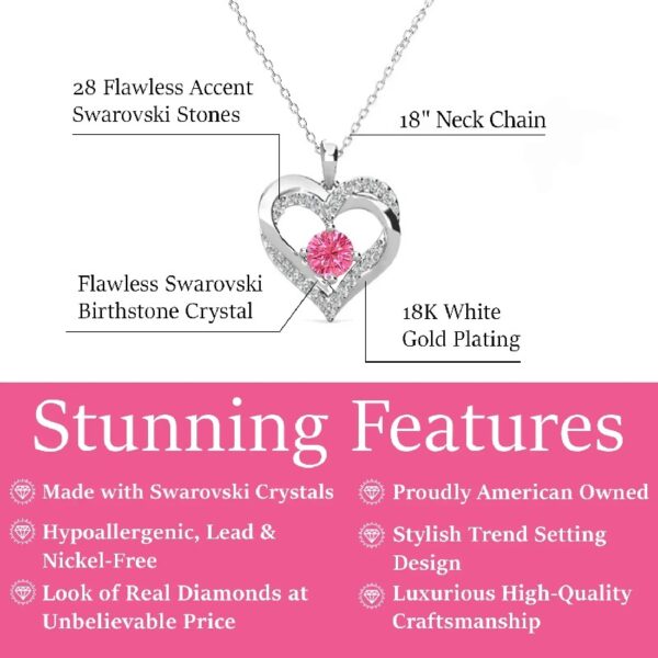 Forever March Birthstone 18k White Gold Plated Women's Necklace, Swarovski Crystals