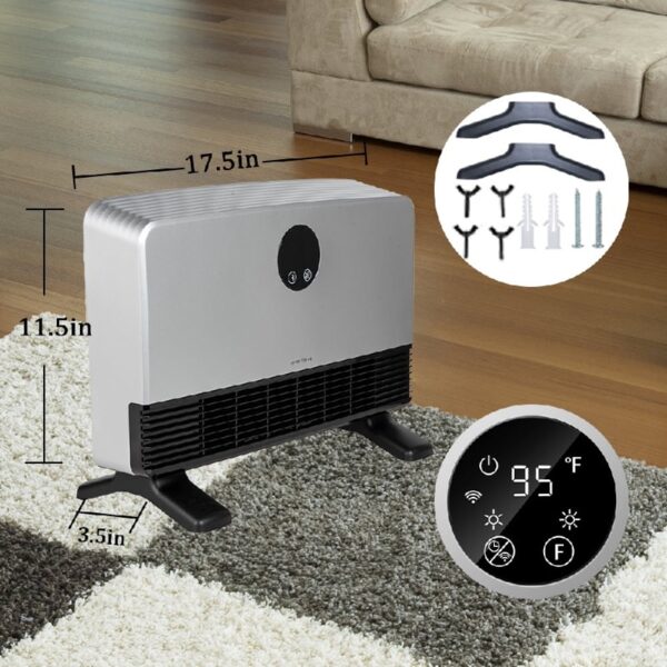 1500W Space Heater, Fast Heating with 4 Modes, Wall-Mounted & Freestanding, Smart App & Remote Control, Quiet Turbo Fan, 24H Timer, Safe for Bedroom & Office