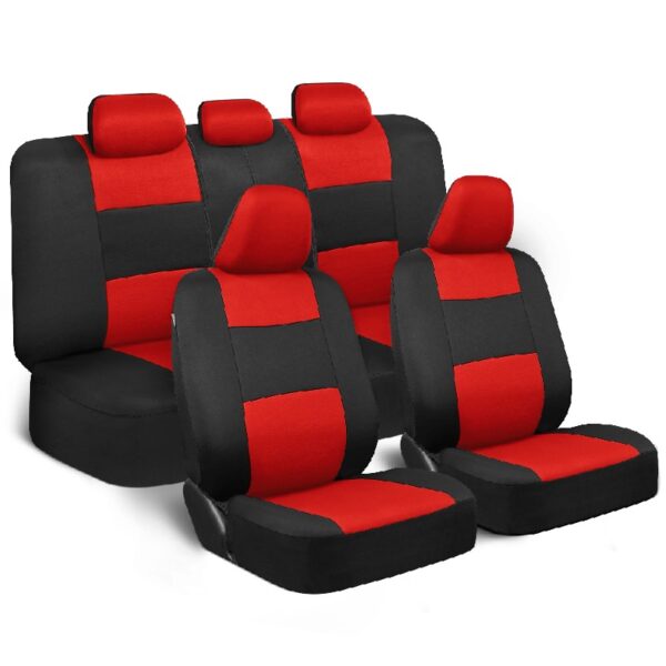 PolyPro Car Seat Covers Full Set in Charcoal on Black – Front and Rear Split Bench for Cars, Easy to Install Cover Set, Accessories Auto Trucks Van SUV