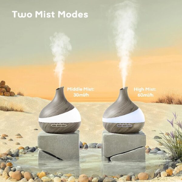 550ml Essential Oil Diffuser, Upgraded Oil Diffuser for Large Room, Cool Mist Humidifier Air Diffuser with Remote Control 4 Timer Setting 14 Color Lights Waterless Auto Shut-Off
