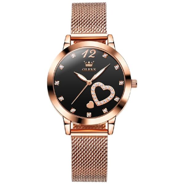 Women Watch Fashion Rose Gold Diamond Analog Quartz Female Watch for Women Luxury Dress Ladies Stainless Steel Luminous Waterproof Date Wrist Watches Green Dial