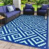 Outdoor Rugs Waterproof Plastic Straw Mat 6'x9' Reversible for RV Patio Deck Beach Black & Brown