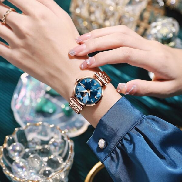 Women Watch Fashion Rose Gold Diamond Analog Quartz Female Watch for Women Luxury Dress Ladies Stainless Steel Luminous Waterproof Date Wrist Watches Green Dial