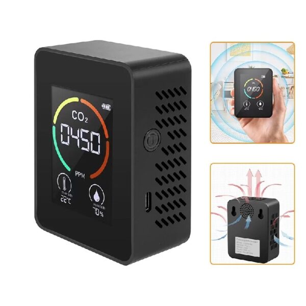 3-in-1 Air Quality Monitor Temp Moisture 400-5000PPM Carbon Dioxide Detector
