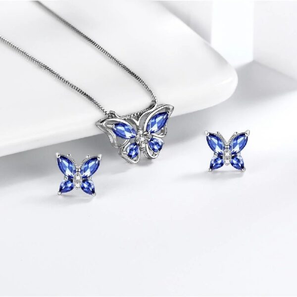 Purple Butterfly Jewelry Amethyst February Birthstone Jewelry Set Fine Necklace/Earrings 925 Sterling Silver Women Birthday Mother's Day Gifts